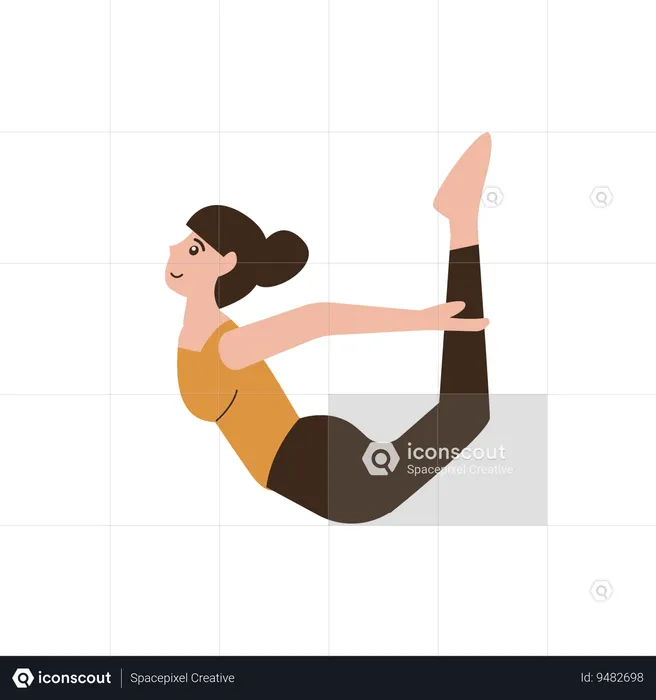 Personaje de pose de yoga de arco  Ilustración