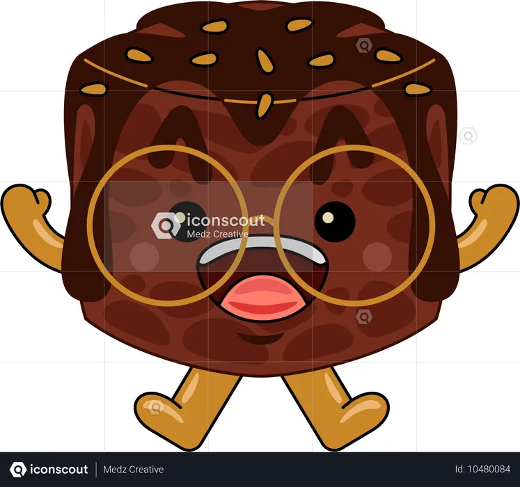 Personaje mascota brownie saltando  Ilustración