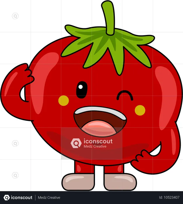 Personaje mascota tomate riendo  Ilustración