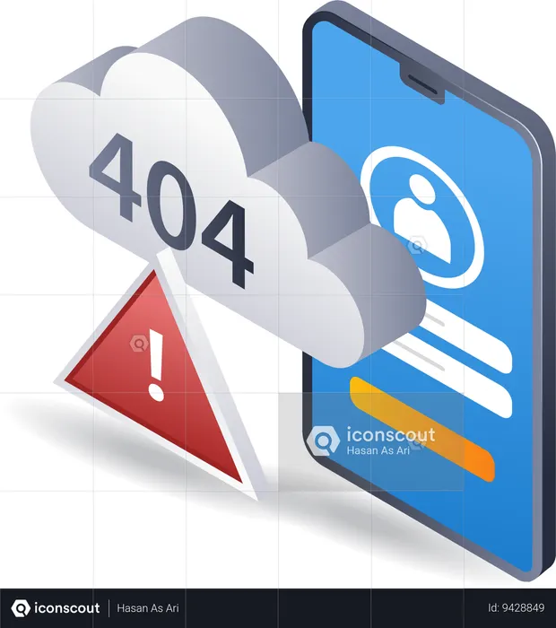 Personal account can receive error code 404 system technology warning  Illustration