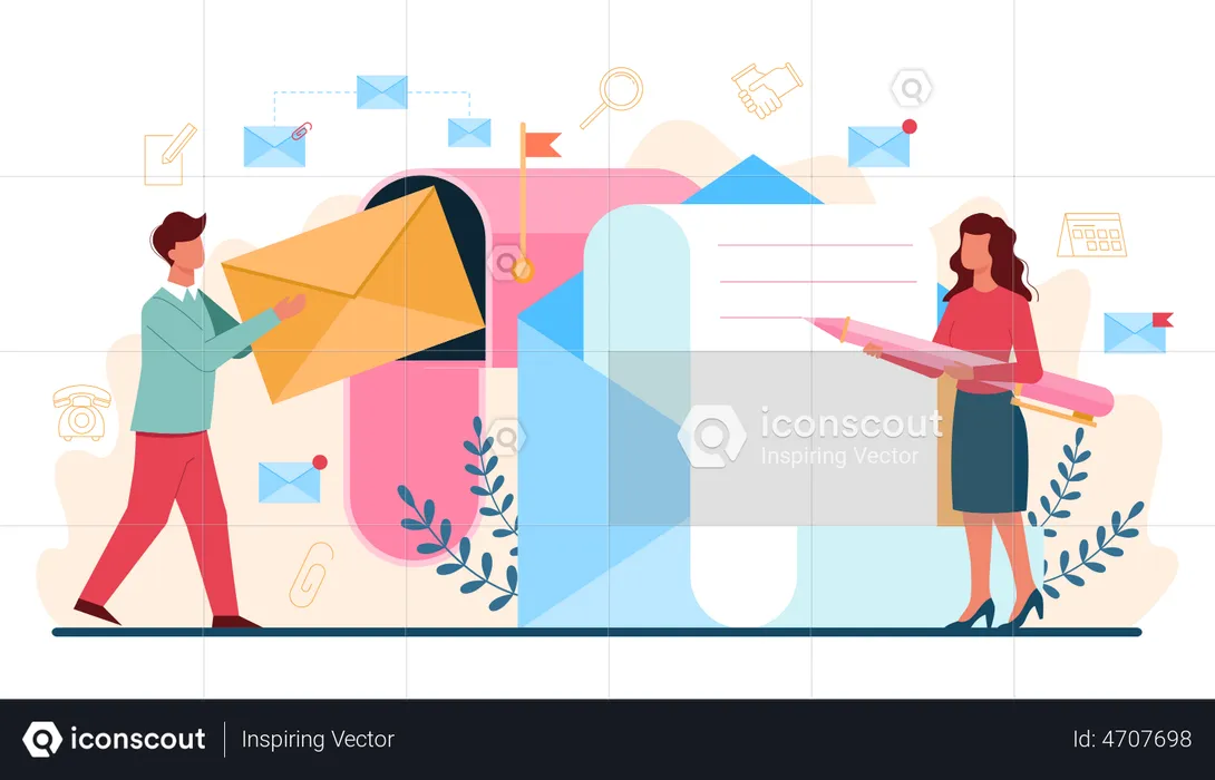 Personal assistant checking mail  Illustration
