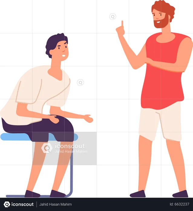 Persönlicher Trainer gibt Übungsanweisungen  Illustration