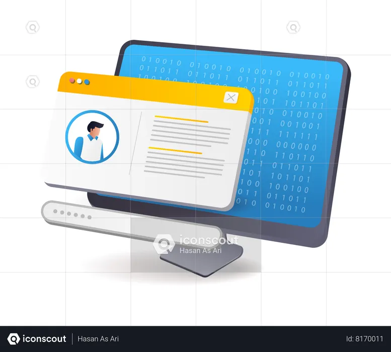 Personal computer security system with password  Illustration