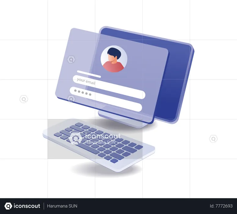 Personal data security with email and password  Illustration