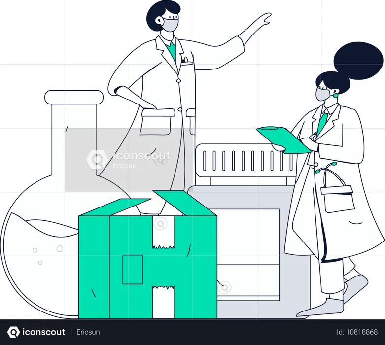 Personal médico que realiza investigaciones médicas  Ilustración