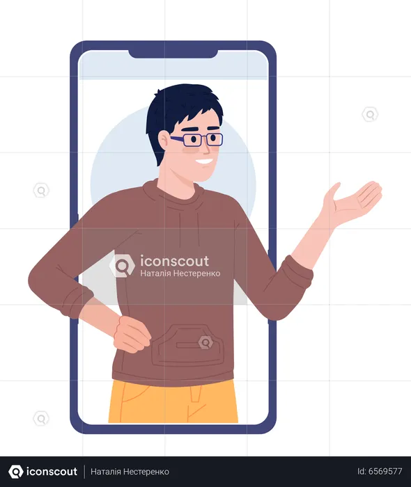 Personal virtual assistant on mobile phone  Illustration