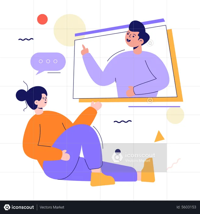 Personas chateando en videollamada  Ilustración