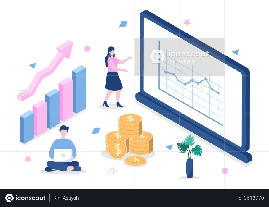 Personas de negocios que configuran Target  Ilustración