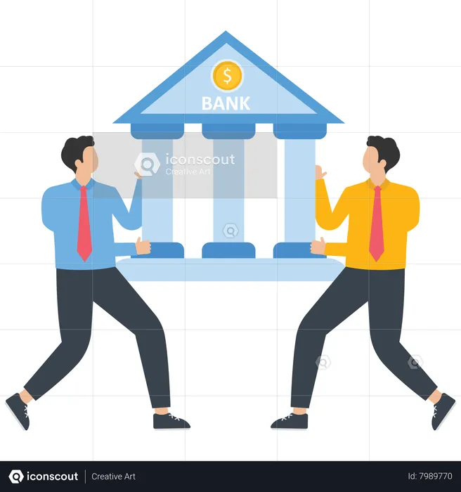 Personas de negocios mantienen un banco juntos  Ilustración