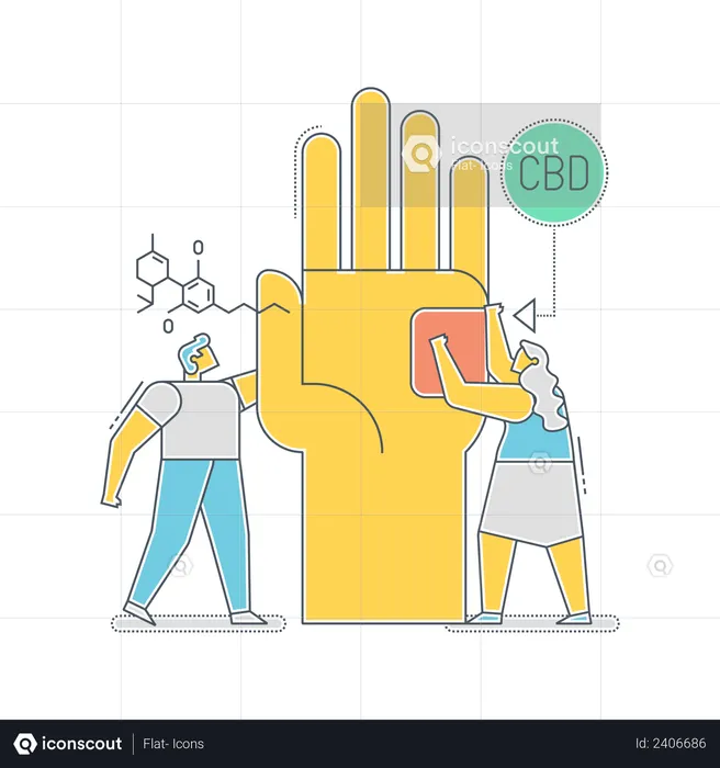 Personal sanitario que utiliza CBD como analgésico  Ilustración