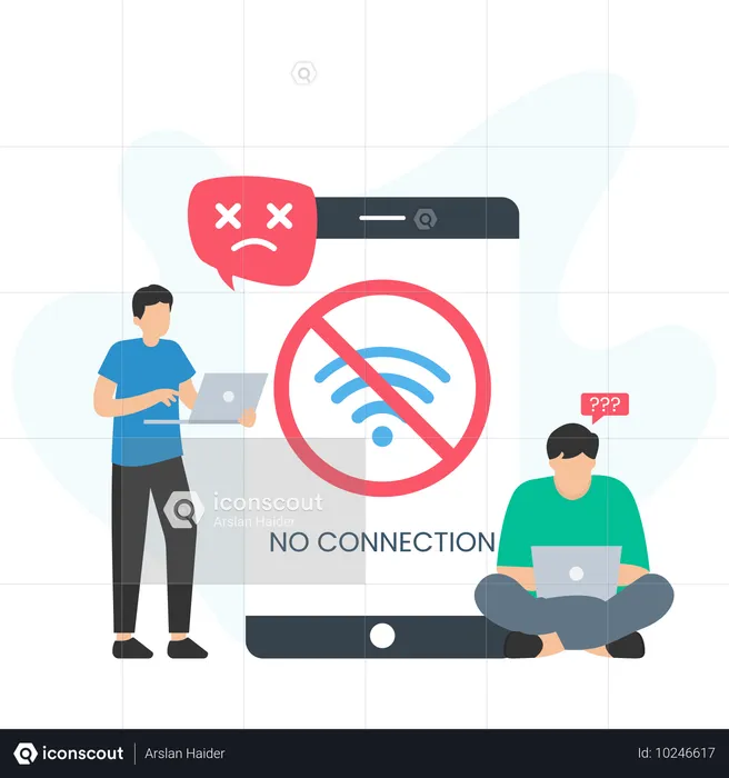 Personas que enfrentan una mala conexión  Ilustración