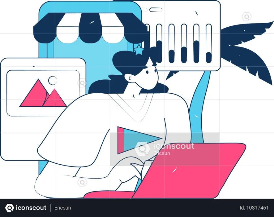 Personas haciendo conferencias virtuales  Ilustración