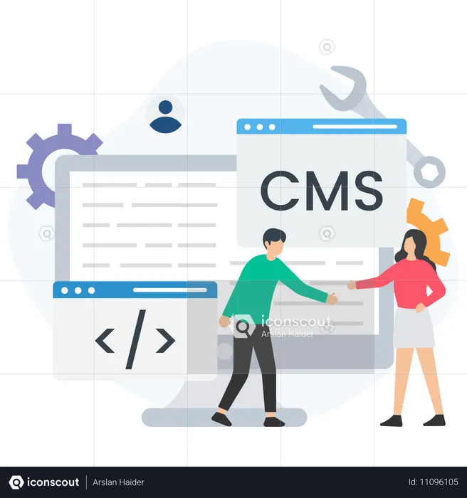 Personas que hacen contratos de cms  Ilustración