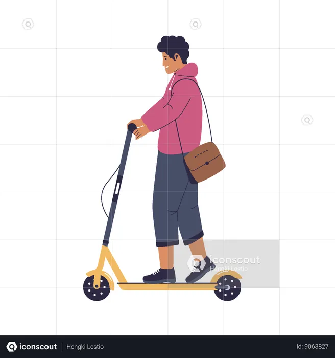 Personas montando scooters eléctricos  Ilustración
