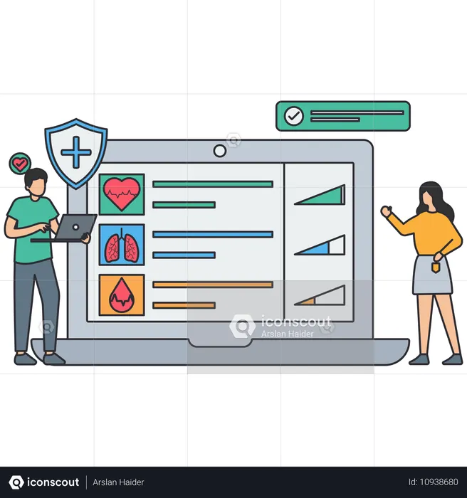 Personas que utilizan el portal médico en línea  Ilustración