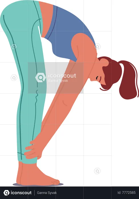 Personnage de femme exécutant la pose de yoga Padhasthasana  Illustration