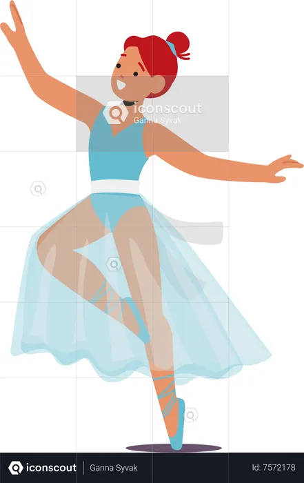 Personnage de petite ballerine, vêtu de tutu et de chaussons de ballet  Illustration