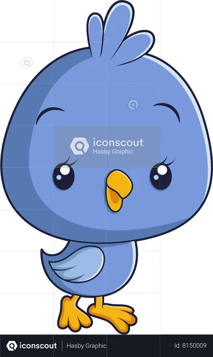 Personnage mignon d'oiseau bleu  Illustration