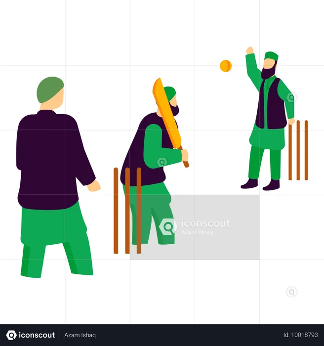 Personne jouant au cricket comme match honoraire  Illustration