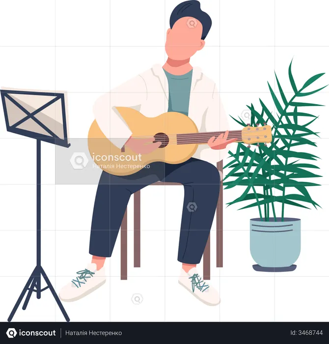 Personne qui joue de la guitare  Illustration