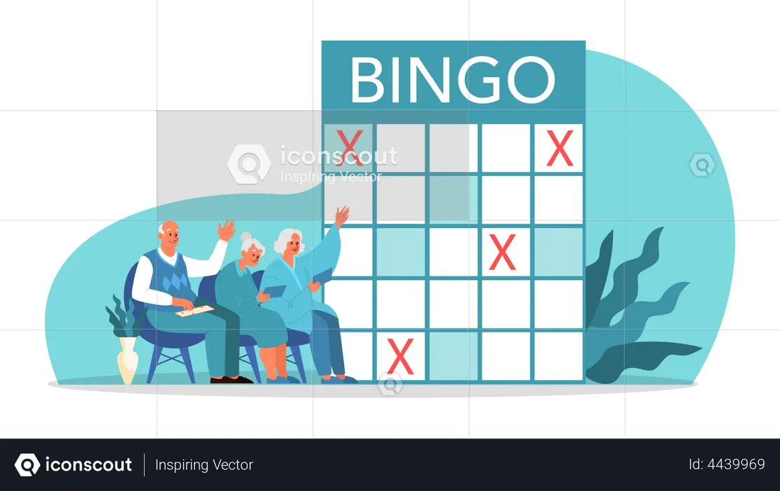 Personnes âgées jouant au bingo  Illustration