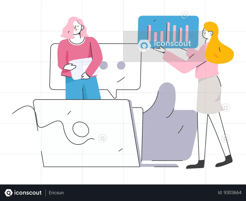 Personnes analysant des données commerciales  Illustration