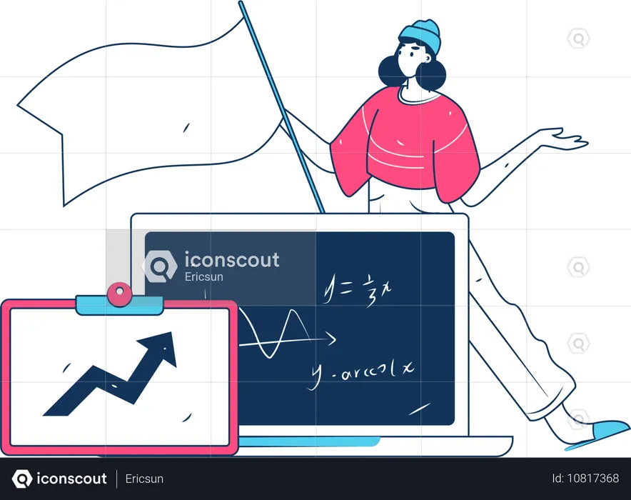 Des personnes assistant à un cours de mathématiques numérique  Illustration