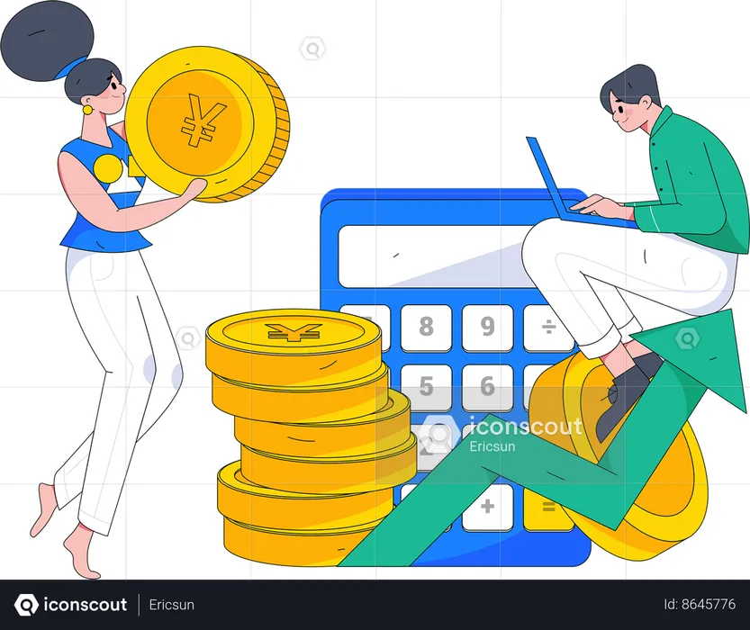 Personnes calculant la croissance financière  Illustration