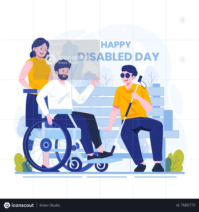 Personnes commémorant la journée du handicap  Illustration