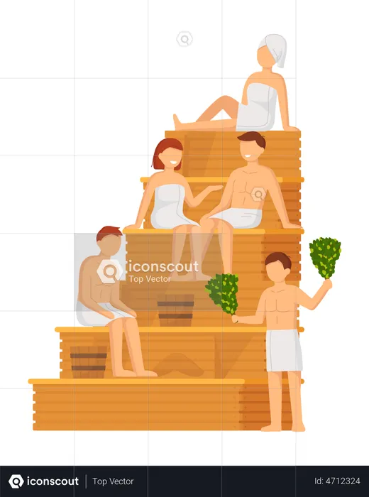 Personnes dans un sauna  Illustration