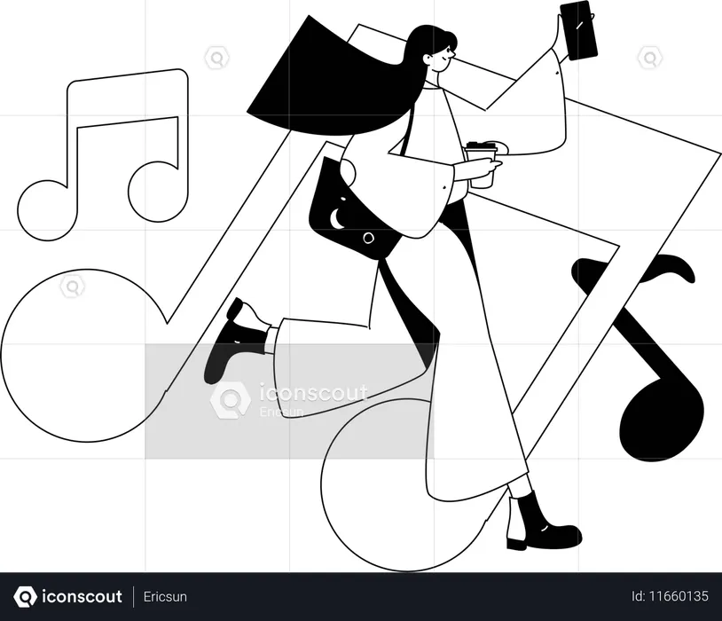 Les gens écoutent de la musique  Illustration
