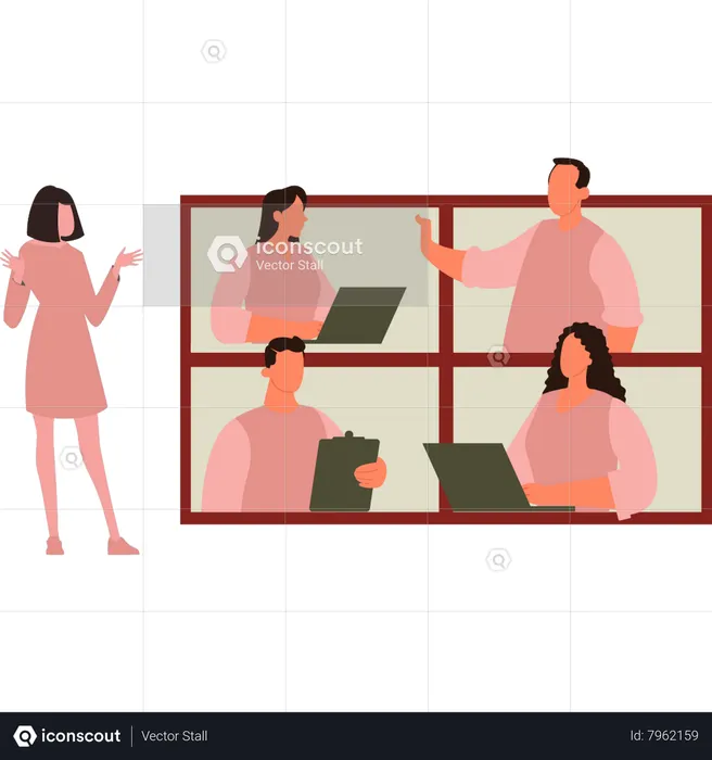 Personnes en conférence téléphonique  Illustration