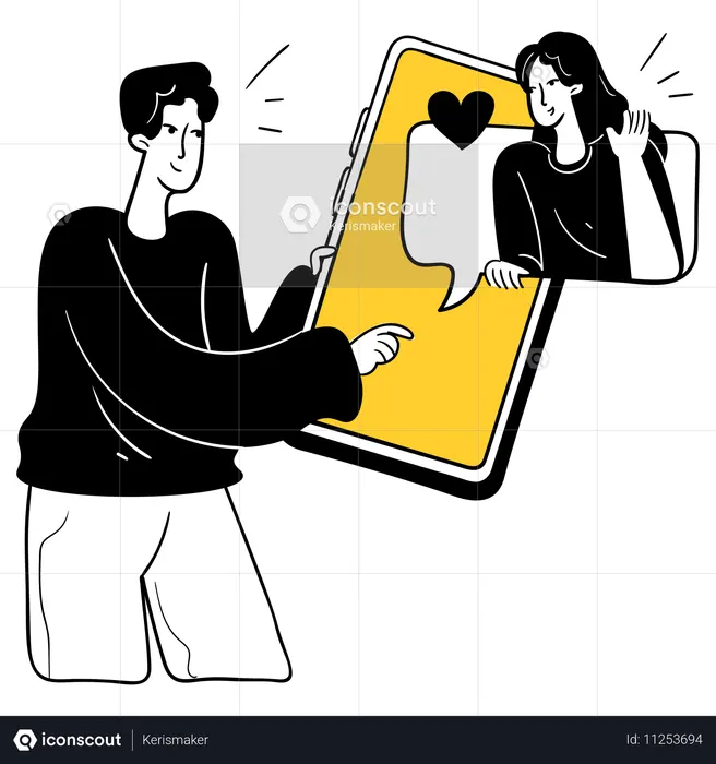 Personnes en connexion longue distance  Illustration