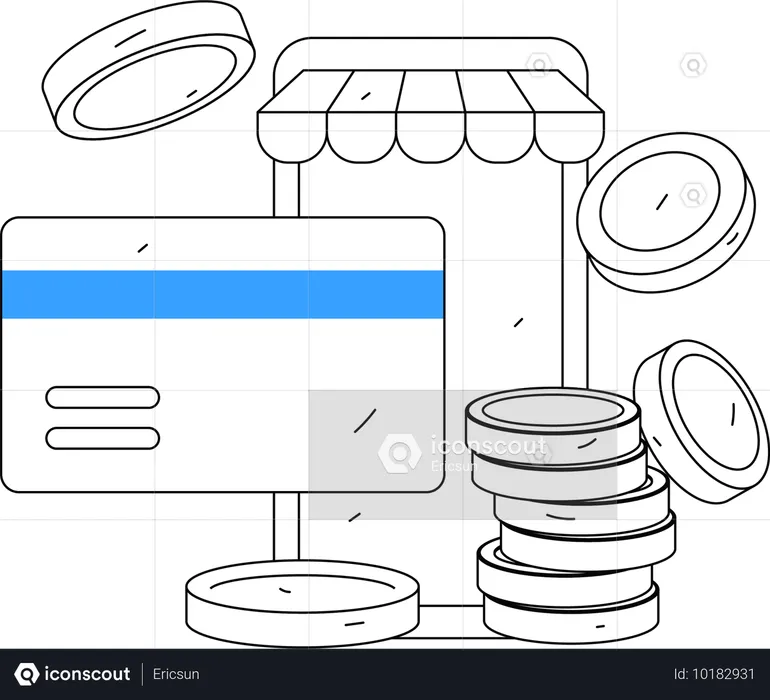 Des personnes effectuant des achats en ligne et payant par carte de crédit  Illustration