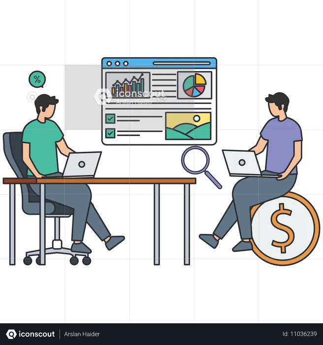 Les personnes qui font de l'analyse commerciale  Illustration