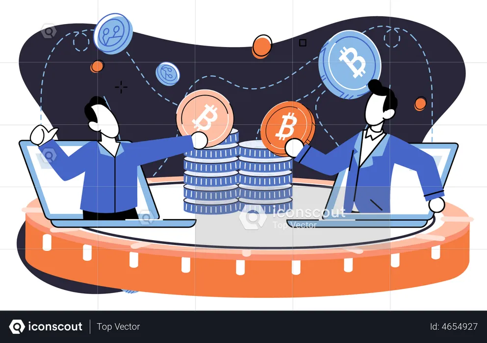 Personnes effectuant une analyse de crypto-monnaie en ligne  Illustration