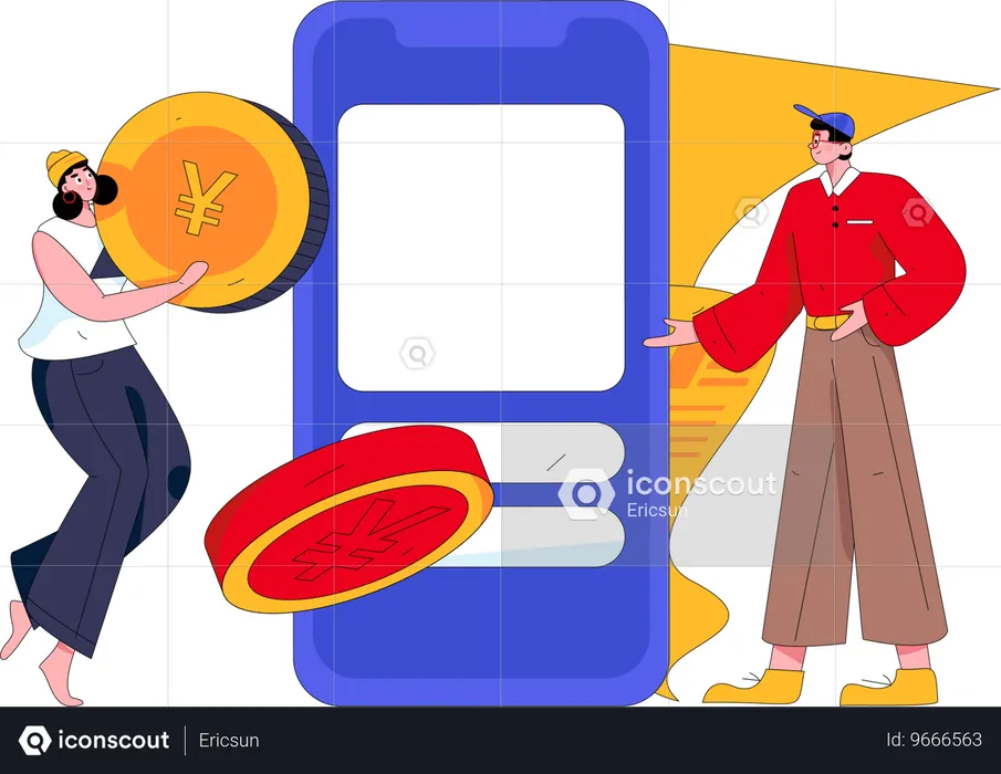 Paiement des personnes par Mobile  Illustration