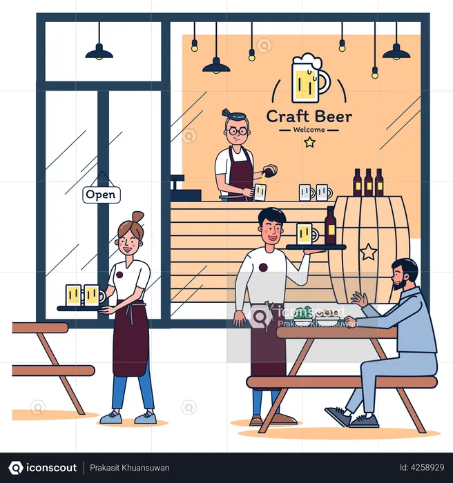 Personnes appréciant au bar  Illustration