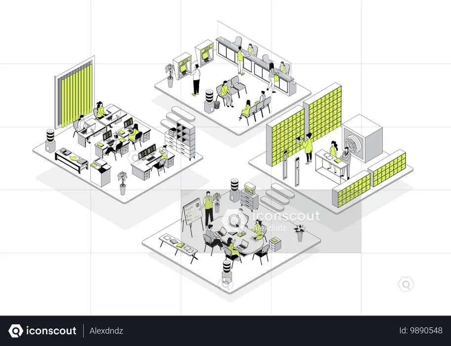 Personnes travaillant au bureau  Illustration