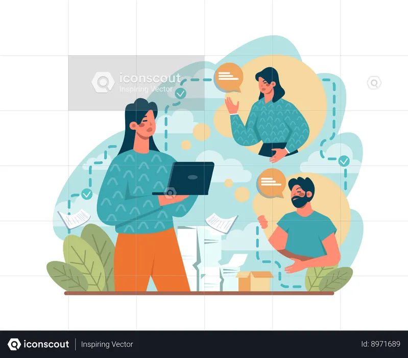 Personnes travaillant en ligne  Illustration