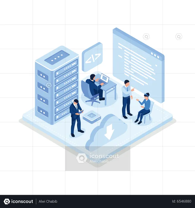 Personnes travaillant ensemble et développant des logiciels  Illustration