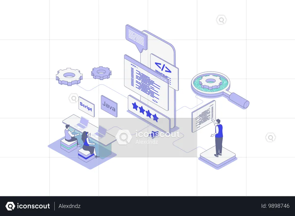 Personnes travaillant sur le développement d’applications  Illustration