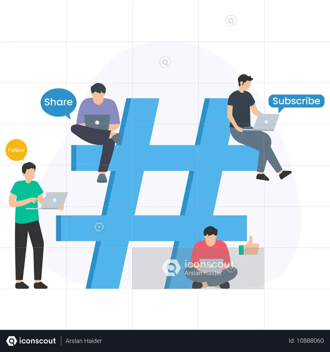 Les personnes travaillant sur les tendances sociales  Illustration