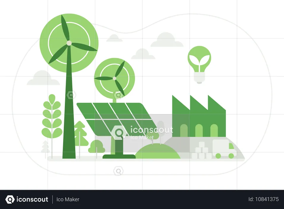 Les personnes utilisant l'énergie verte  Illustration