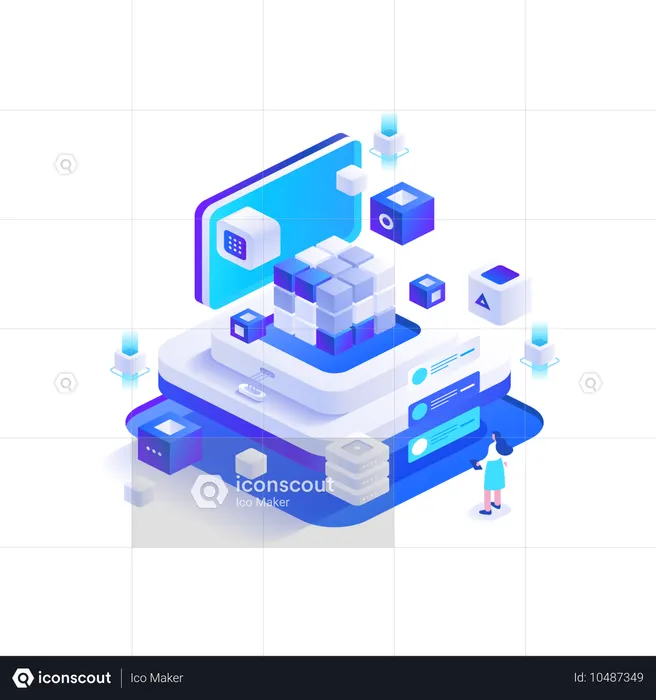 Personnes utilisant la technologie blockchain  Illustration