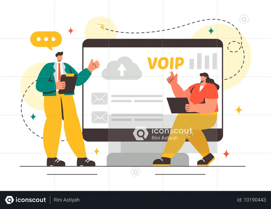 Personnes utilisant la technologie VOIP  Illustration