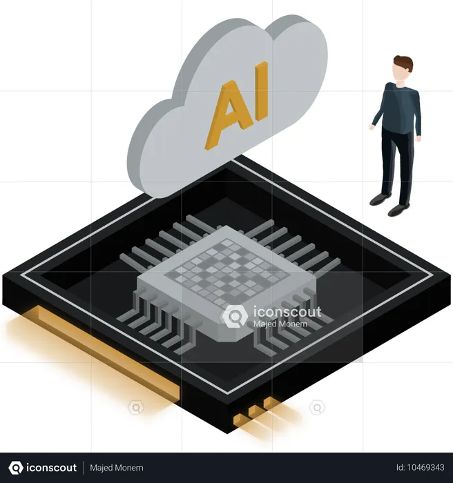 Pesquisador trabalha em tecnologia de IA  Ilustração