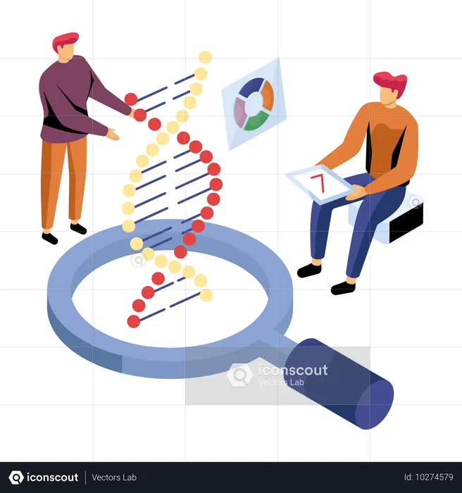 Pesquisadores trabalham em tecnologia de DNA  Ilustração