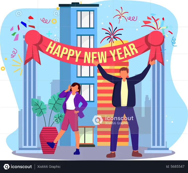 Pessoas dando as boas-vindas ao ano novo de 2023  Ilustração
