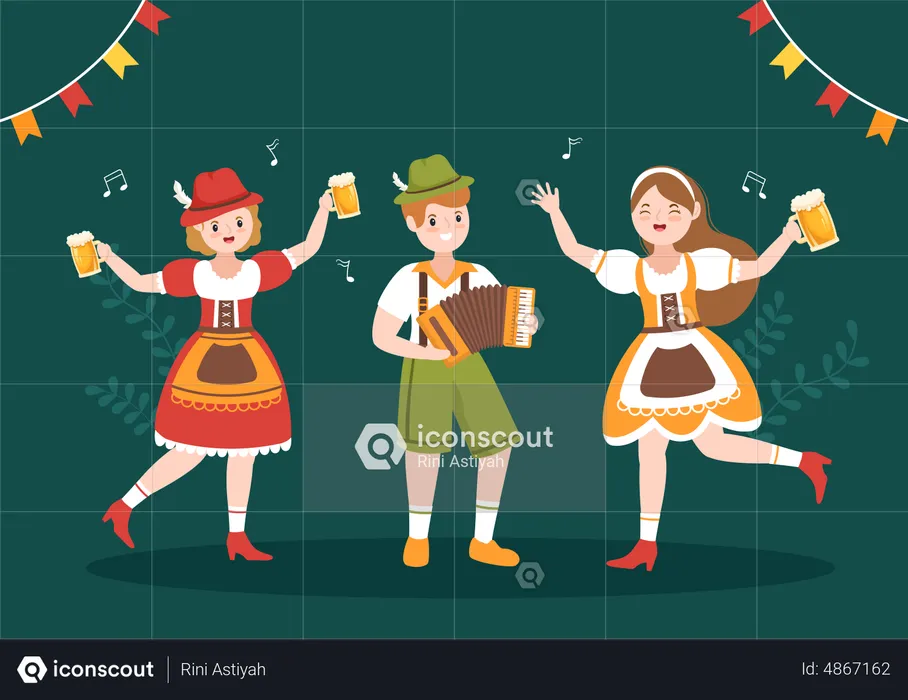 As pessoas celebram o festival oktoberfest  Ilustração